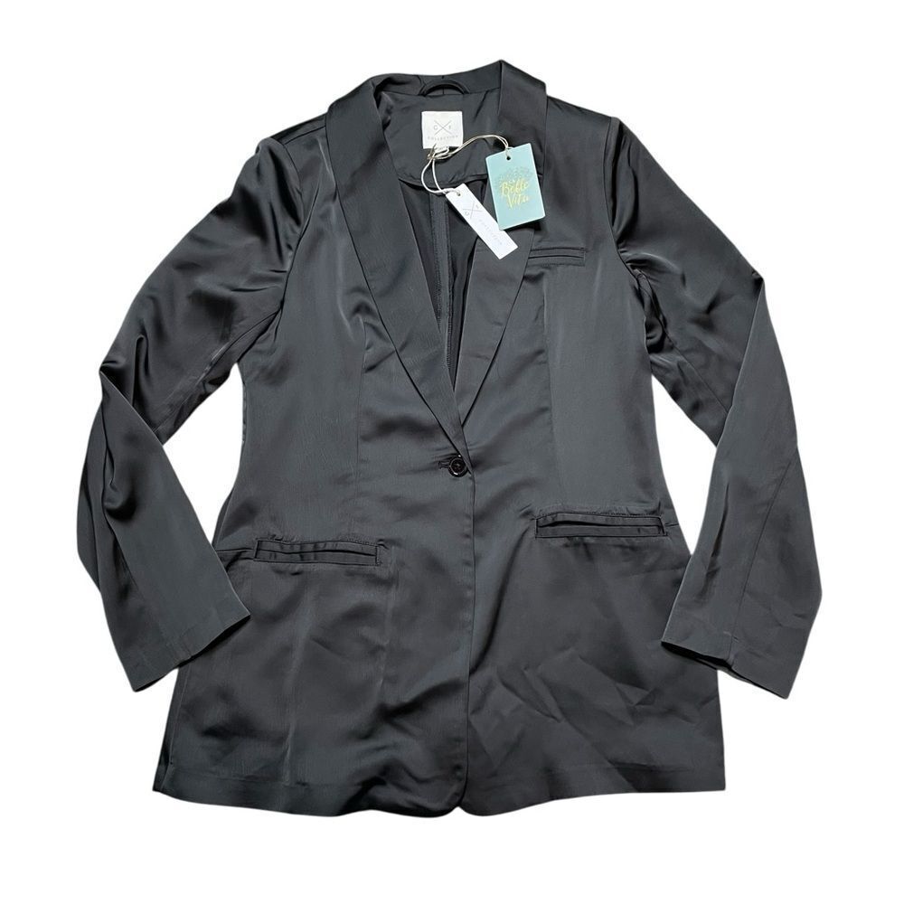 NWT GENTLE FAWN GF Collection Satin Black Women's Blazer Size Medium